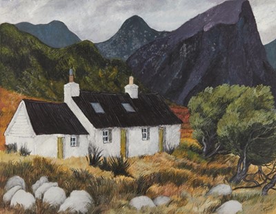Lot 934 - *Dione Page (1936-2021) gouache and pastel on paper - 'On Kinnoch Moor', signed titled and dated '88, 76cm x 61cm, laid on board, unframed.
