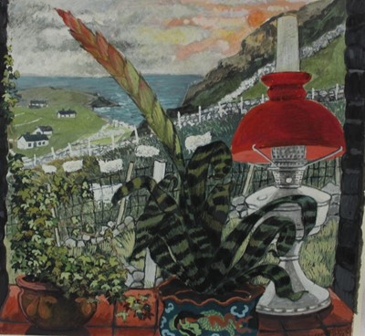 Lot 932 - *Dione Page (1936-2021) gouache and pastel on paper - 'In Co. Donegal', signed titled and dated '92, 26cm x 25cm, laid on board, unframed.