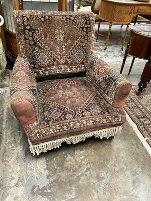 Lot 1429 - Victorian Kelim upholstered armchair