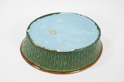 Lot 94 - A Minton majolica hen crock, mid 19th century, with white feathers, stamped marks, 20cm high