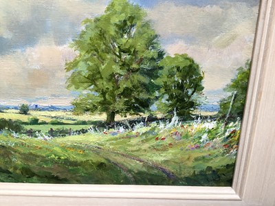 Lot 57 - David Slater (b.1943) acrylic on paper - August in Suffolk, 24cm x 29cm, framed
