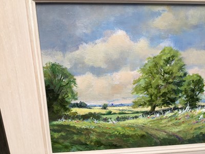 Lot 57 - David Slater (b.1943) acrylic on paper - August in Suffolk, 24cm x 29cm, framed