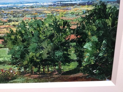 Lot 58 - David Slater (b.1943) acrylic on paper - Distant Water, initialled, 30cm x 40cm, framed