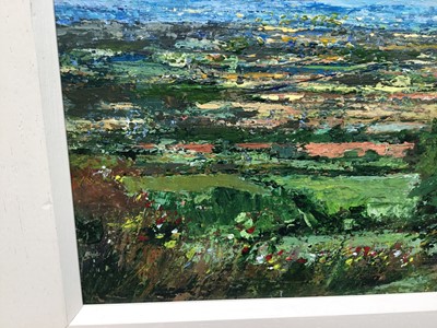 Lot 58 - David Slater (b.1943) acrylic on paper - Distant Water, initialled, 30cm x 40cm, framed
