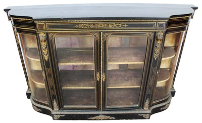 Lot 1277 - Victorian ebony and brass mounted serpentine sideboard