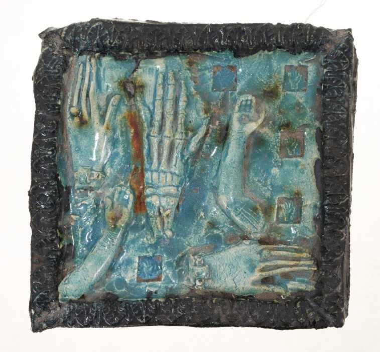 Lot 1046 - *Grayson Perry (b.1960), ceramic tile - Hands and Arms, 15.5cm square