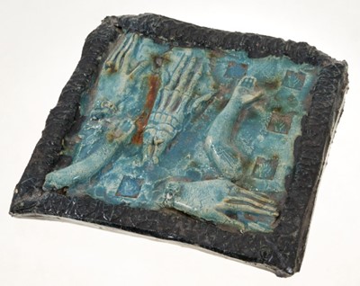 Lot 1046 - *Grayson Perry (b.1960), ceramic tile - Hands and Arms, 15.5cm square