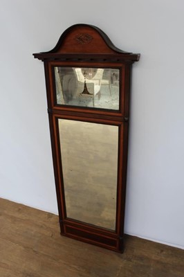 Lot 1407 - Early 19th century Danish mahogany pier mirror with shell inlaid cresting.