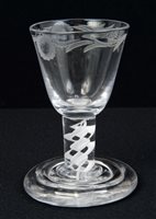 Lot 259 - Georgian firing glass with floral engraved...
