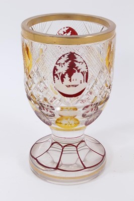 Lot 402 - 19th century flash cut and engraved cameo glass goblet