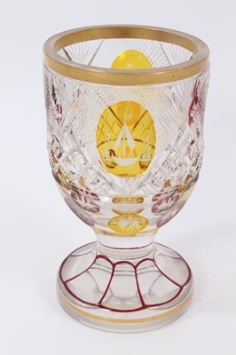 Lot 402 - 19th century flash cut and engraved cameo glass goblet