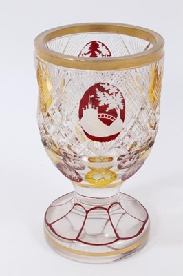 Lot 402 - 19th century flash cut and engraved cameo glass goblet