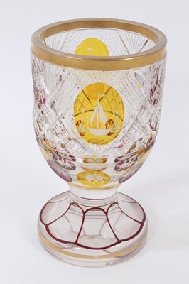 Lot 402 - 19th century flash cut and engraved cameo glass goblet