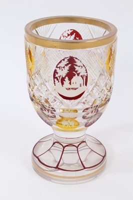 Lot 402 - 19th century flash cut and engraved cameo glass goblet