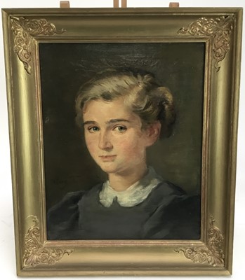 Lot 231 - Late 19th / early 20th century oil on canvas portrait of a young girl.
