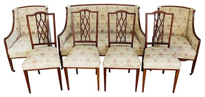 Lot 1409 - Edwardian limed mahogany salon suite