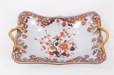 Lot 180 - A Spode Stone China rectangular two handled dish, decorated in Imari style, circa 1820