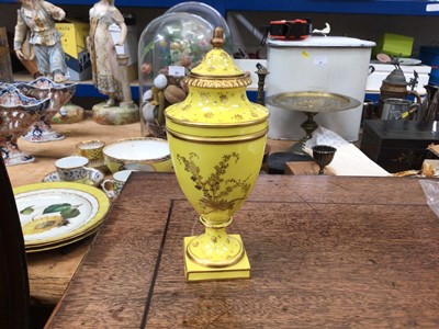 Lot 58 - A Royal Crown Derby yellow ground vase, finely decorated in gilt, later cover