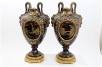Lot 267 - Pair 19th century French Choisy Le Roi vases...
