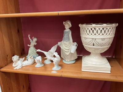 Lot 136 - Group of Lladro figures and a creamware urn