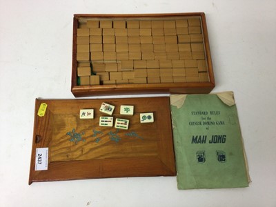 Lot 2437 - Vintage mah jong set with bone and bamboo counters, with instructions in wooden box