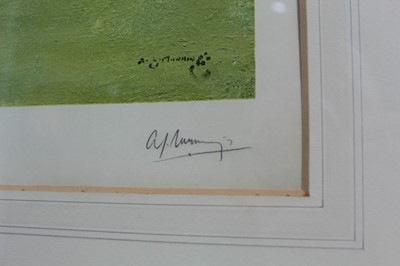 Lot 966 - *Sir Alfred Munnings signed print - The Paddock at Epsom, with dedication to Frank Girling, published by Frost & Reed, in glazed frame