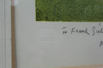 Lot 966 - *Sir Alfred Munnings signed print - The Paddock at Epsom, with dedication to Frank Girling, published by Frost & Reed, in glazed frame