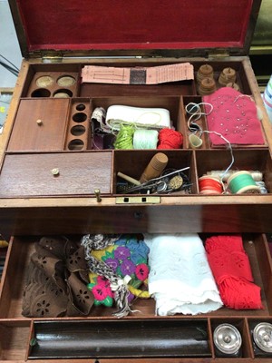 Lot 368 - Victorian mahogany sewing box with contents