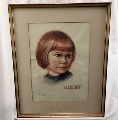 Lot 221 - Two watercolour portraits of children, both signed
