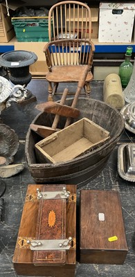 Lot 146 - Miniature stick back chair and other wooden items