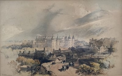 Lot 248 - James Duffield Harding (1798-1863) coloured lithograph - The Palace of Holyrood, 27cm x 42cm, in glazed gilt frame