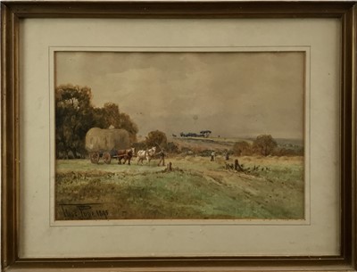 Lot 70 - Thomas Pyne (1843-1935) watercolour - harvest scene, signed and dated 1895