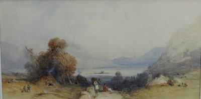 Lot 1082 - Josiah Wood Whymper (1813-1903) watercolour, woodmen resting.