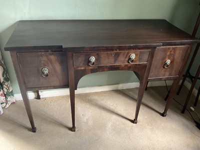 Lot 1294 - George III style mahogany sideboard.