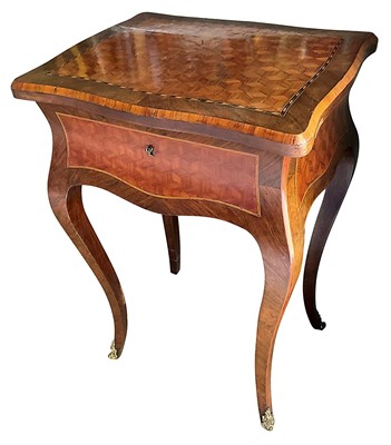 Lot 1291 - 19th century French parquetry work table.