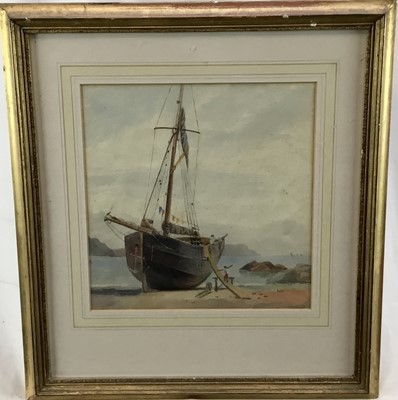 Lot 88 - Two early 19th century English watercolours of figures and boats both indistinctly signed