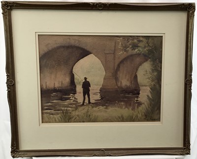 Lot 76 - Joy Parsons (20th century), watercolour - fisherman, signed, 43cm x 31cm in glazed frame