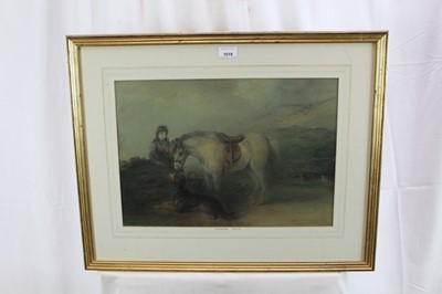 Lot 1019 - Edward Robert Smythe (1810-1899) pastel, girl with a pony and a dog in landscape, signed, 32cm x 46cm, in glazed gilt frame