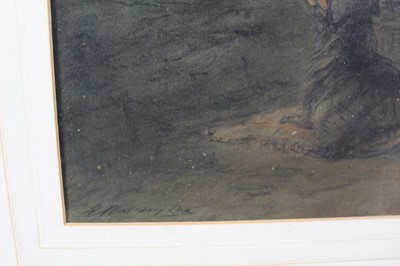 Lot 1019 - Edward Robert Smythe (1810-1899) pastel, girl with a pony and a dog in landscape, signed, 32cm x 46cm, in glazed gilt frame