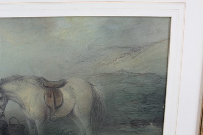 Lot 1019 - Edward Robert Smythe (1810-1899) pastel, girl with a pony and a dog in landscape, signed, 32cm x 46cm, in glazed gilt frame