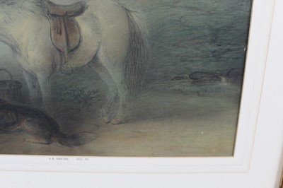 Lot 1019 - Edward Robert Smythe (1810-1899) pastel, girl with a pony and a dog in landscape, signed, 32cm x 46cm, in glazed gilt frame