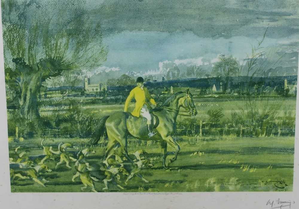 Lot 171 - *Sir Alfred Munnings (1878-1959) signed print - Huntsman and Hounds, published by Frost & Reed 1929, 63cm x 77cm, in glazed oak frame