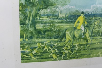 Lot 171 - *Sir Alfred Munnings (1878-1959) signed print - Huntsman and Hounds, published by Frost & Reed 1929, 63cm x 77cm, in glazed oak frame