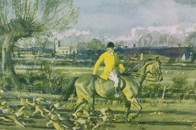 Lot 171 - *Sir Alfred Munnings (1878-1959) signed print - Huntsman and Hounds, published by Frost & Reed 1929, 63cm x 77cm, in glazed oak frame
