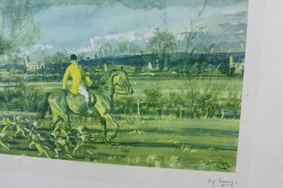 Lot 171 - *Sir Alfred Munnings (1878-1959) signed print - Huntsman and Hounds, published by Frost & Reed 1929, 63cm x 77cm, in glazed oak frame