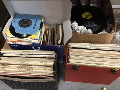 Lot 124 - Quantity of records, including two boxes of LPs (mostly Jazz), a box of singles and a box of 78s