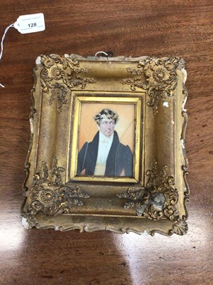 Lot 128 - 19th century portrait miniature of a gentleman, in gilt frame - ivory self-declaration certificate ref 4ZD1VNSU