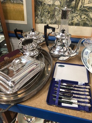 Lot 210 - Set of six silver-handled knives, together with a group of silver plate