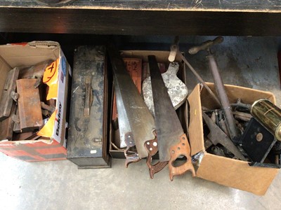 Lot 185 - Collection of old tools, including saws, planes, etc