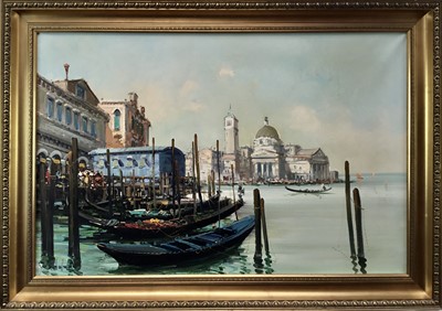 Lot 226 - Contemporary oil on canvas - Venetian scene, signed indistinctly, 90cm x 60cm